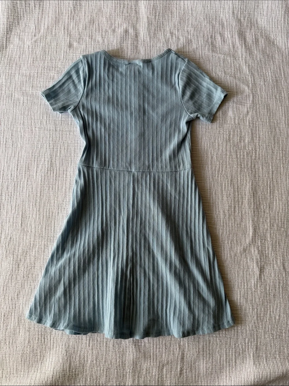 art class Light Blue Ribbed Button-Front Knit Dress